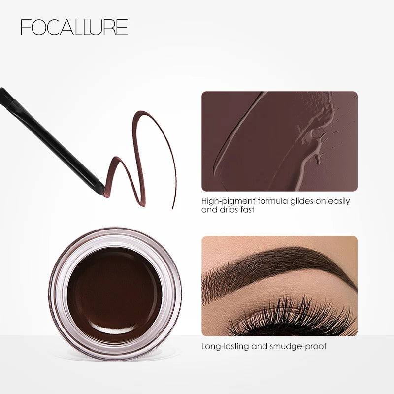 FOCALLURE 5 Color Waterproof Eyebrow Pomade Gel Eyebrow Tint Makeup Enhancer Cosmetic Eye Makeup Eye Brow Cream With Brush