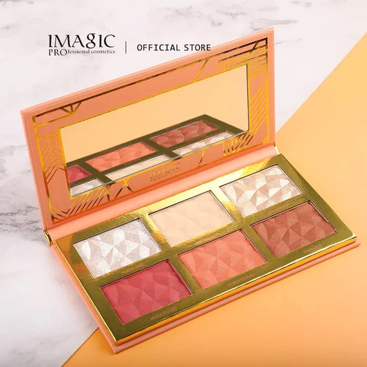 IMAGIC New 6-color Hybrid Highlight Blush Palette Rouge Makeup Blush  Palet Blush Contour Shadow Facial Cosmetics