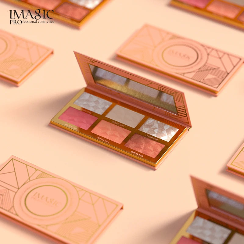 IMAGIC New 6-color Hybrid Highlight Blush Palette Rouge Makeup Blush  Palet Blush Contour Shadow Facial Cosmetics