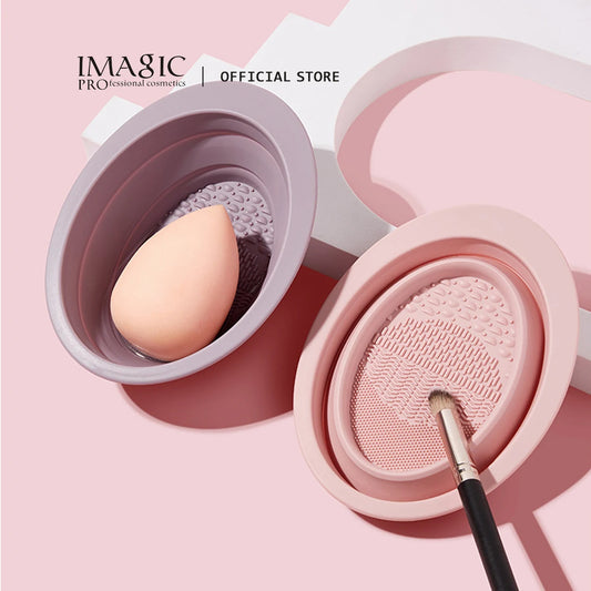 IMAGIC New Silicone Makeup Brush Cleaner Sponge Remover Color Eye Shadow Foundation Brush Cleaning Colorful Scrubber Box Tools