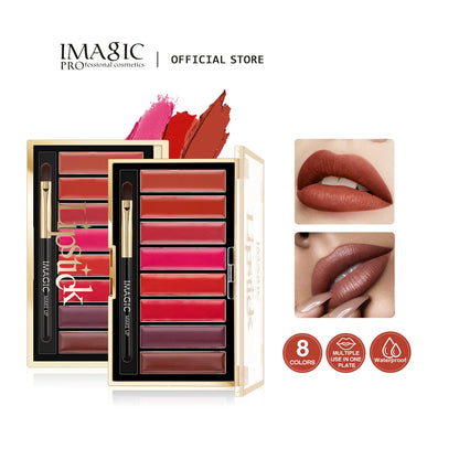 IMAGIC 8-Color Lipstick Palette Set Moisturizer Matte DIY Lipsticks Velvet Long Lasting Waterproof Lipgloss Pigments Lips Makeup