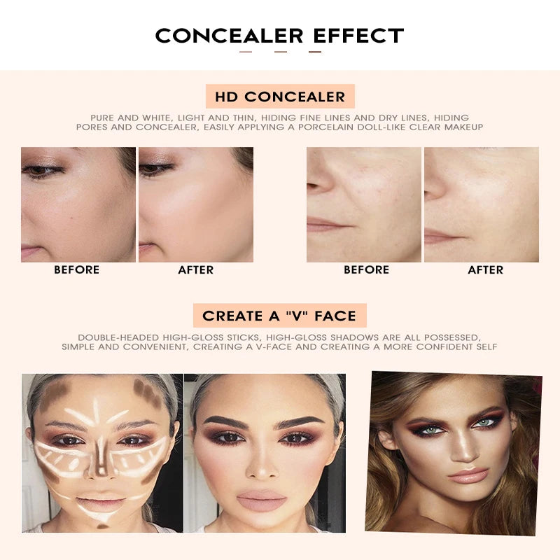 IMAGIC 2 IN 1 Contouring Bronzer Highlighter Face Makeup Glitter Pearl Brightening Shadow Pen 3D Corrector Face Beauty Cosmetics