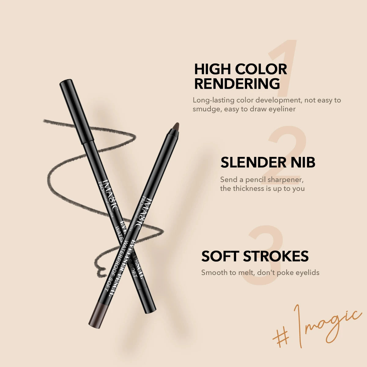 IMAGIC 2 Color EyeLiner Gel Waterproof Long-lasting High Pigment White Black Easy To Wear Quick Dry Makeup Eyes Cosmetics Tools