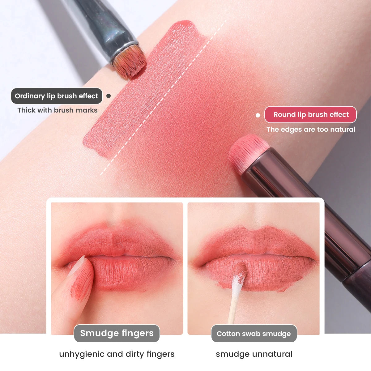 IMAGIC Lip Smudge Brush Soft Fluffy Concealer Brush Portable Applicator Lipstick Lip Brush Women Makeup Cosmetic Tools