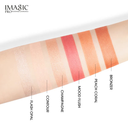 IMAGIC New 6-color Hybrid Highlight Blush Palette Rouge Makeup Blush  Palet Blush Contour Shadow Facial Cosmetics