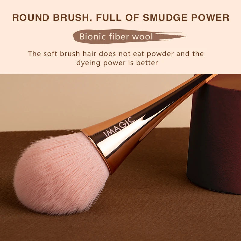 IMAGIC Makeup Single Blush Brush Rose Gold Highlighter Loose Powder Large Soft Fluffy Professional Synthetic Makeup Beauty Tool