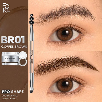 FOCALLURE 2 In 1 Eyebrow Pomade Gel Wax Makeup Waterproof Long Lasting 3 Colors Eyebrow Enhancer Cream Cosmetics With Brush