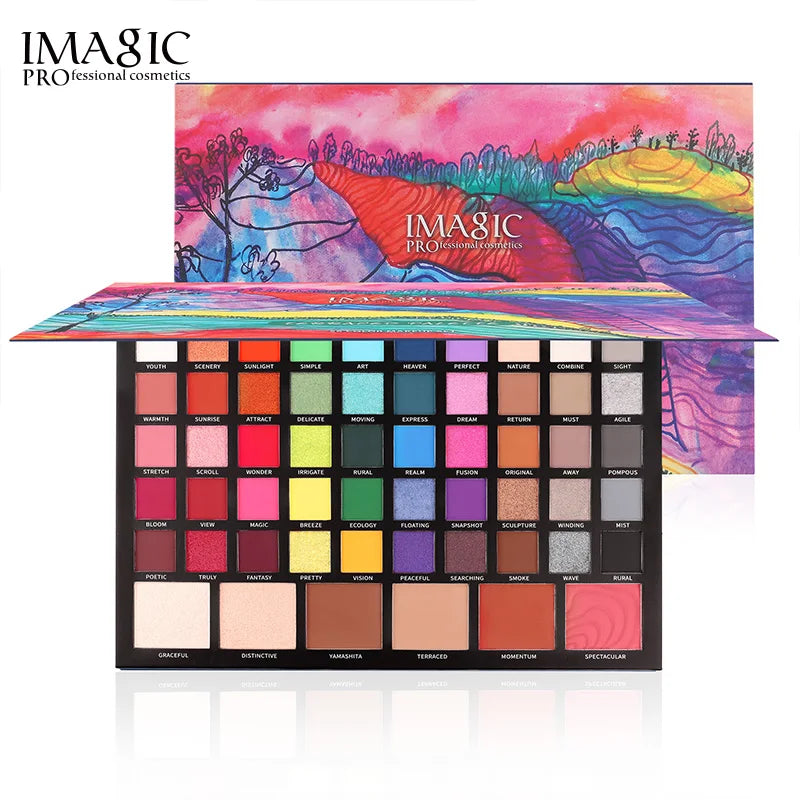 IMAGIC 56 Color Eyeshadow Palette 4in1 Highlight Contour Blush Eye Shadow Make UpWaterproof Long Lasting