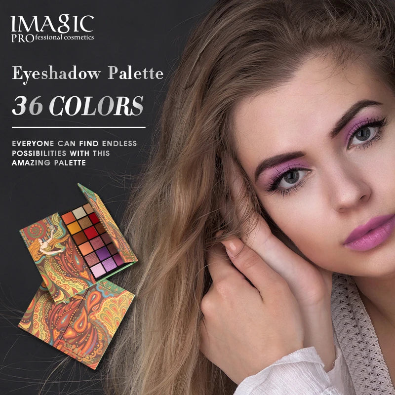 IMAGIC 36 colors makeup eyeshadow palette matte pearlescent glitter eyeshadow palette metallic gloss nude eye pigment cosmetics