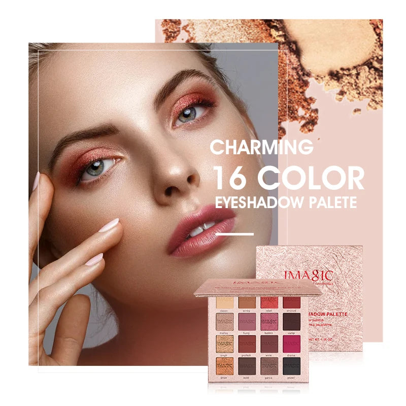 IMAGIC New Arrival Charming Eyeshadow 16 Color Makeup Palette Matte Shimmer  Pigmented Eye Shadow Powder