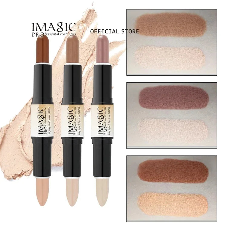 IMAGIC Makeup Creamy Double-ended 2in1 Contour Stick Contouring Highlighter Bronzer Create 3D Face  Concealer Full Cover Blemish