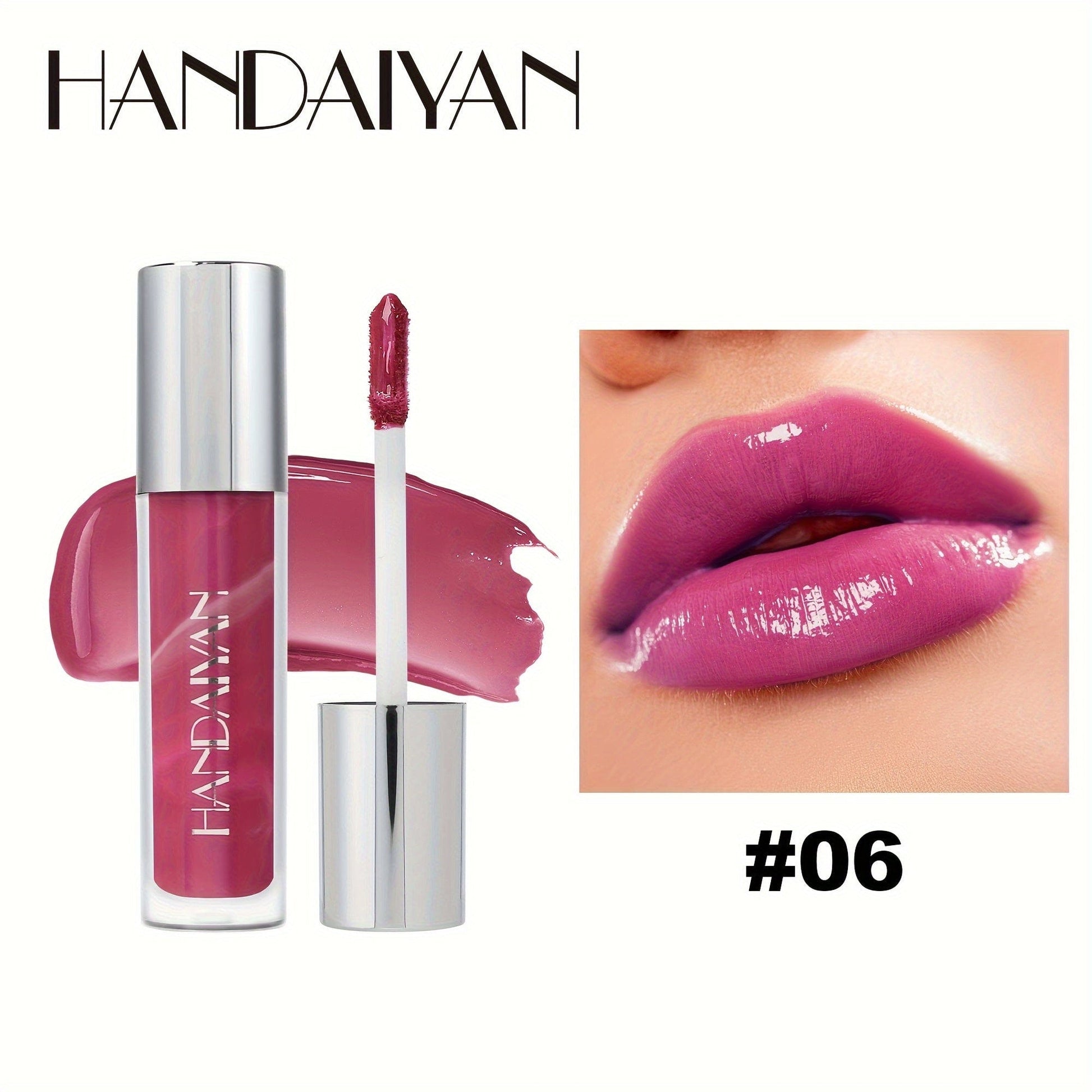 VAIRS® 06 Purple HANDAIYAN Marble Lip Glaze, Moisturizing Long-Lasting Liquid Lipstick, Lip Gloss, Vibrant Color Selection, 0.14oz Each, Non-Stick Formula, High-Shine Finish, Lightweight Beauty Makeup