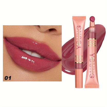 VAIRS® Beauty 01 YOUNG VISION Hydrating Liquid Lipstick & Gloss Tint, Oil Infused, Cushion & Puff Applicators, Versatile Nude to Red Shades, Labial Liquido & Brillo Labial