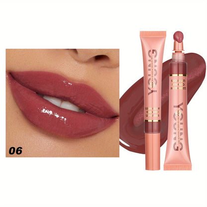 VAIRS® Beauty 06 YOUNG VISION Hydrating Liquid Lipstick & Gloss Tint, Oil Infused, Cushion & Puff Applicators, Versatile Nude to Red Shades, Labial Liquido & Brillo Labial