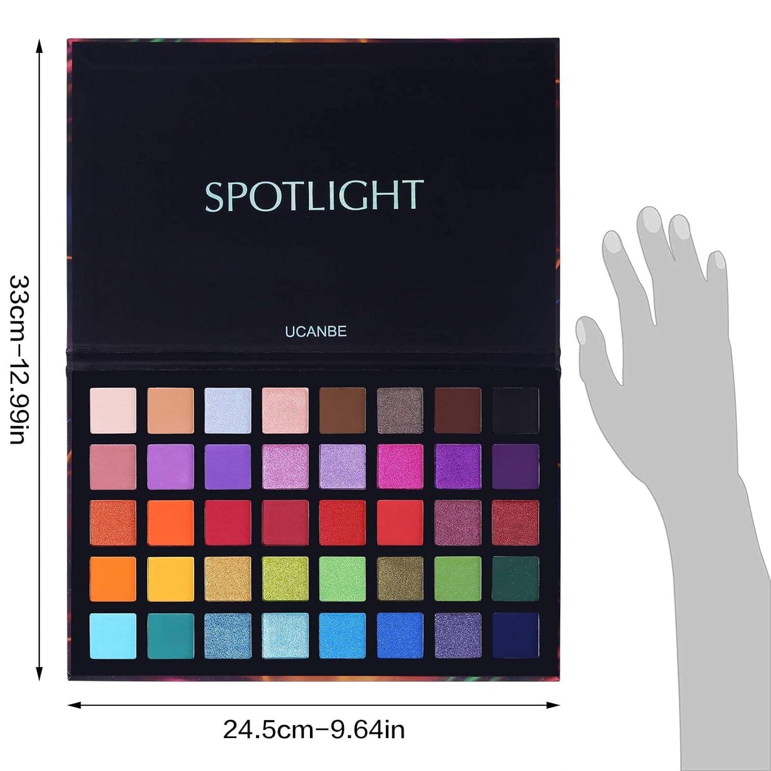 VAIRS® Beauty 40 color palette UCANBE Spotlight Eyeshadow Palette + 15 PCS Eye Brushes Makeup Set, Professional 40 Color Matte Shimmer Glitter Eye Shadow Pallet Highly Pigmented Waterproof Long Lasting Make up Pallete