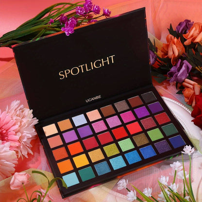 VAIRS® Beauty 40 color palette UCANBE Spotlight Eyeshadow Palette + 15 PCS Eye Brushes Makeup Set, Professional 40 Color Matte Shimmer Glitter Eye Shadow Pallet Highly Pigmented Waterproof Long Lasting Make up Pallete