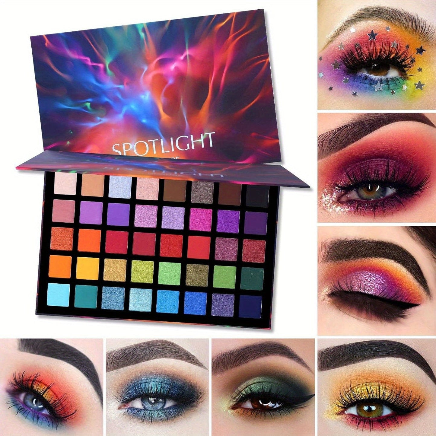 VAIRS® Beauty 40 color palette UCANBE Spotlight Eyeshadow Palette + 15 PCS Eye Brushes Makeup Set, Professional 40 Color Matte Shimmer Glitter Eye Shadow Pallet Highly Pigmented Waterproof Long Lasting Make up Pallete