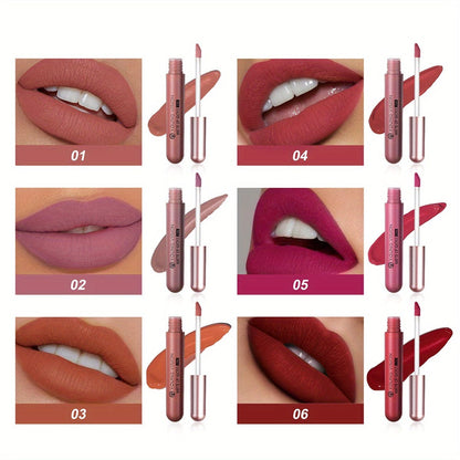 VAIRS® Beauty 6pcs-set YOUNG VISION 6-Pc Matte Nude Liquid Lipstick Set - Long-Lasting & Pigmented Shades, Lip Gloss Bundle Gift Collection for Girls/Women