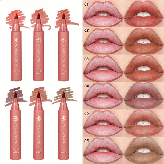 VAIRS® Beauty A+B YOUNG VISION Double set - YOUNG VISION Lip Tint Marker 3 PCS Set, Lightweight Lip Stain, Liquid lipstick with Nude Matte Shades, Lip Liner and Stick 2-in-1, Long Wearing and Waterproof