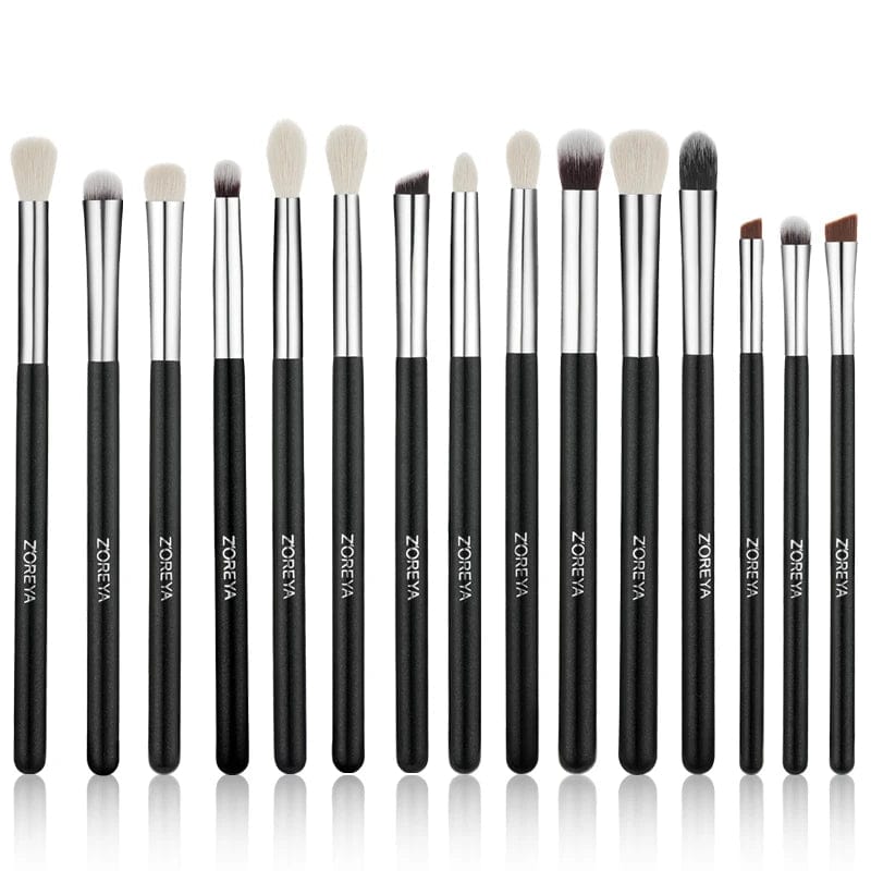 VAIRS® Beauty Black/Silver 15pcs ZOREYA Black Makeup Brushes set Professional Natural Hair Brushes Foundation Powder Contour Eyeshadow Make Up Brushes