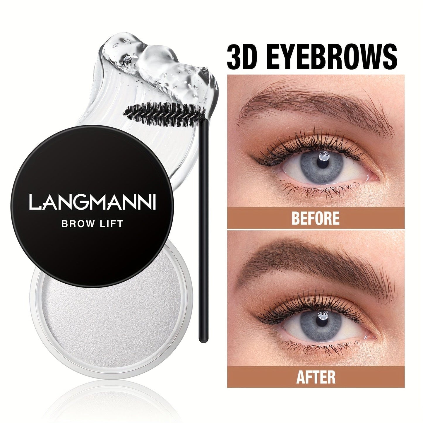 VAIRS® Beauty Brow Gel LANGMANNI Long-Lasting Stereoscopic Brow Gel for Neutral Eyebrow Sculpting and Waterproof Eyebrow Soap