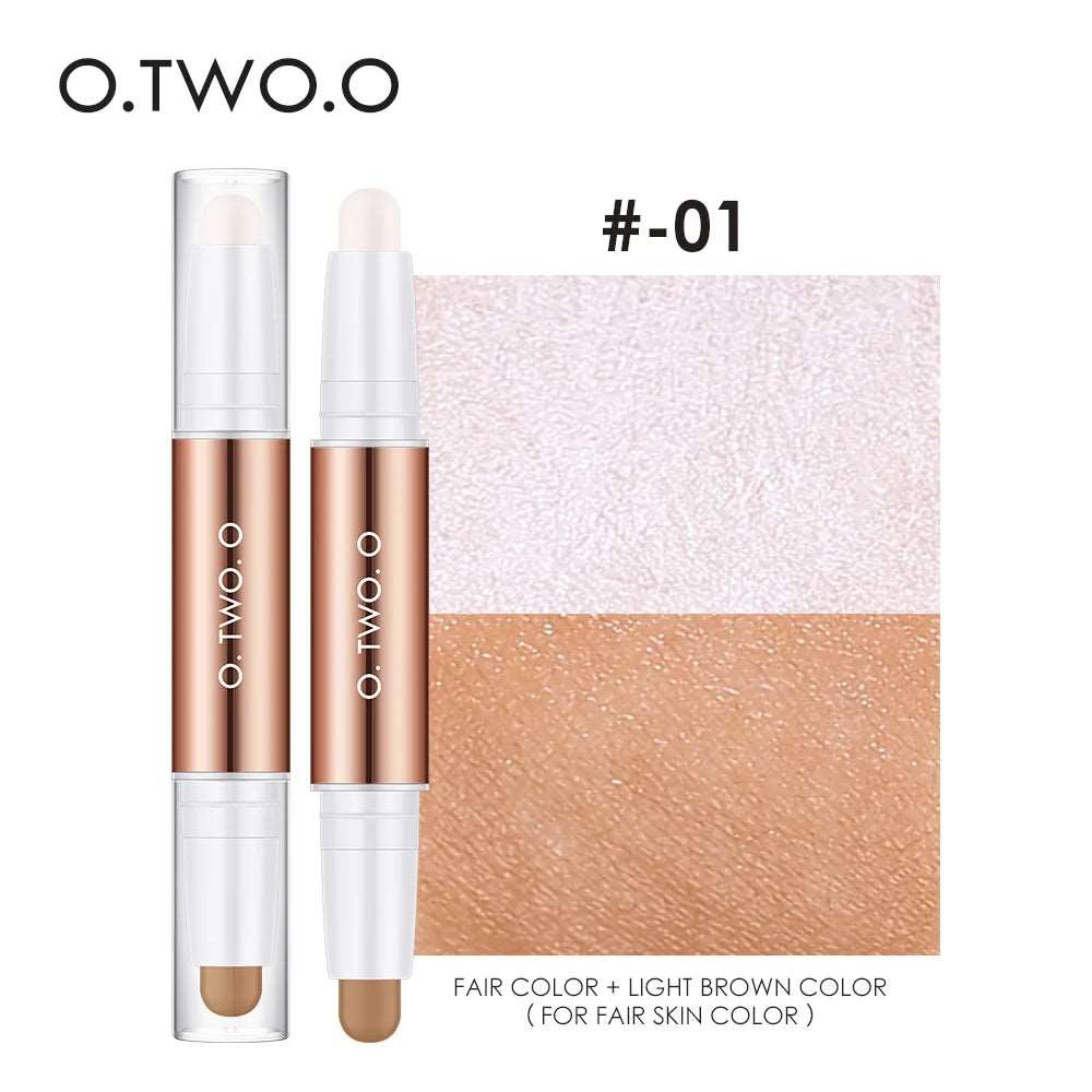 VAIRS beauty & care 01 O.TWO.O Contour Stick Highlighting&Bronzer Face Brightening Double Head Contour Pen Waterproof Contouring Makeup Cosmetics