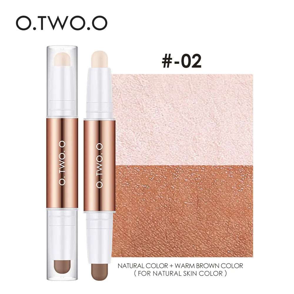 VAIRS beauty & care 02 O.TWO.O Contour Stick Highlighting&Bronzer Face Brightening Double Head Contour Pen Waterproof Contouring Makeup Cosmetics