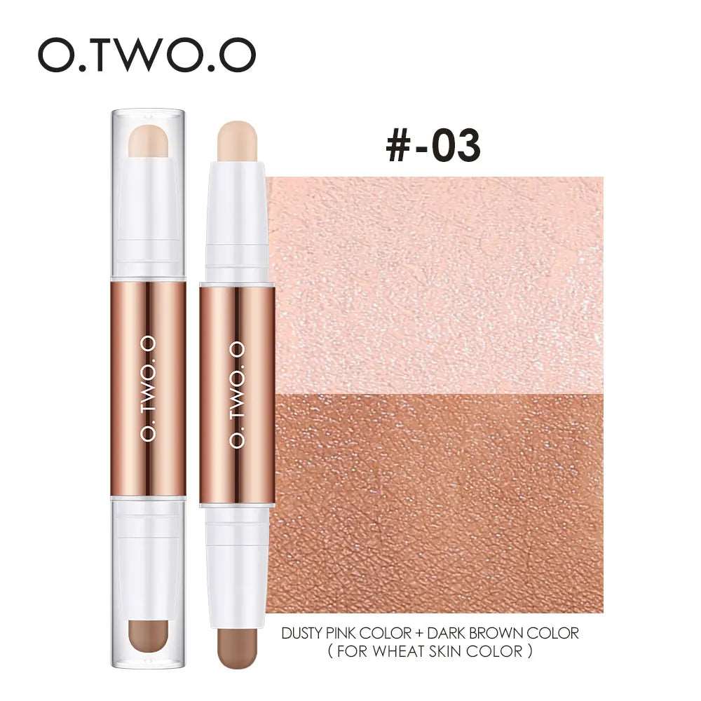 VAIRS beauty & care 03 O.TWO.O Contour Stick Highlighting&Bronzer Face Brightening Double Head Contour Pen Waterproof Contouring Makeup Cosmetics