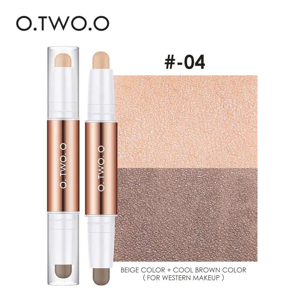 VAIRS beauty & care 04 O.TWO.O Contour Stick Highlighting&Bronzer Face Brightening Double Head Contour Pen Waterproof Contouring Makeup Cosmetics