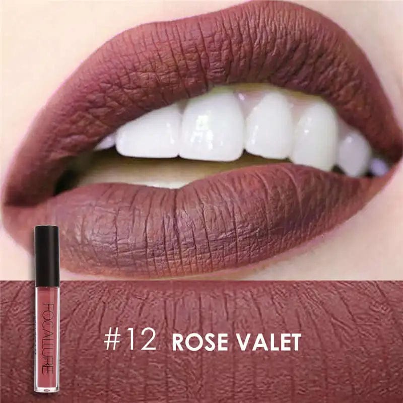 VAIRS beauty & care 12 FOCALLURE Matte Velvet Lip Gloss Long Lasting Waterproof Nude Non-Stick Cup Liquid Lipstick Women Lips Makeup Cosmetics