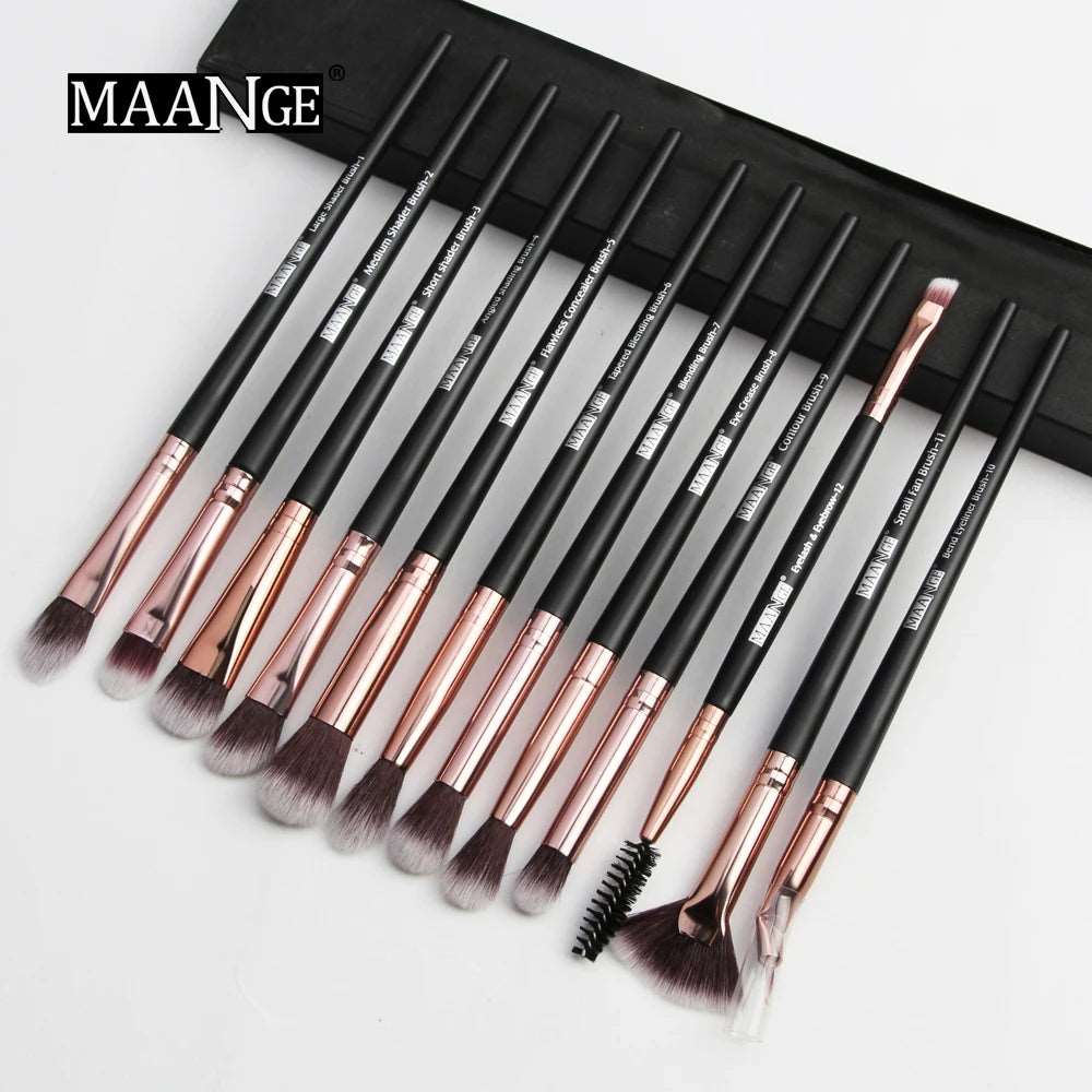 VAIRS beauty & care 12pcs Black MAANGE 5/12Pcs Makeup Brushes Set Cosmetic Powder Eye Shadow Foundation Blush Blending Beauty Tool Make Up Brush Maquiagem