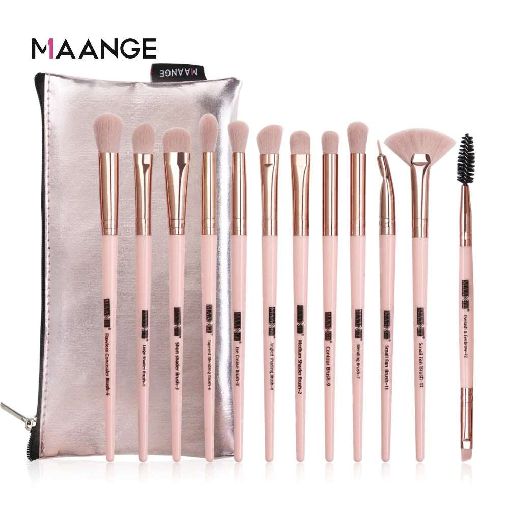 VAIRS beauty & care 12pcs-FJ with bag MAANGE 5/12Pcs Makeup Brushes Set Cosmetic Powder Eye Shadow Foundation Blush Blending Beauty Tool Make Up Brush Maquiagem