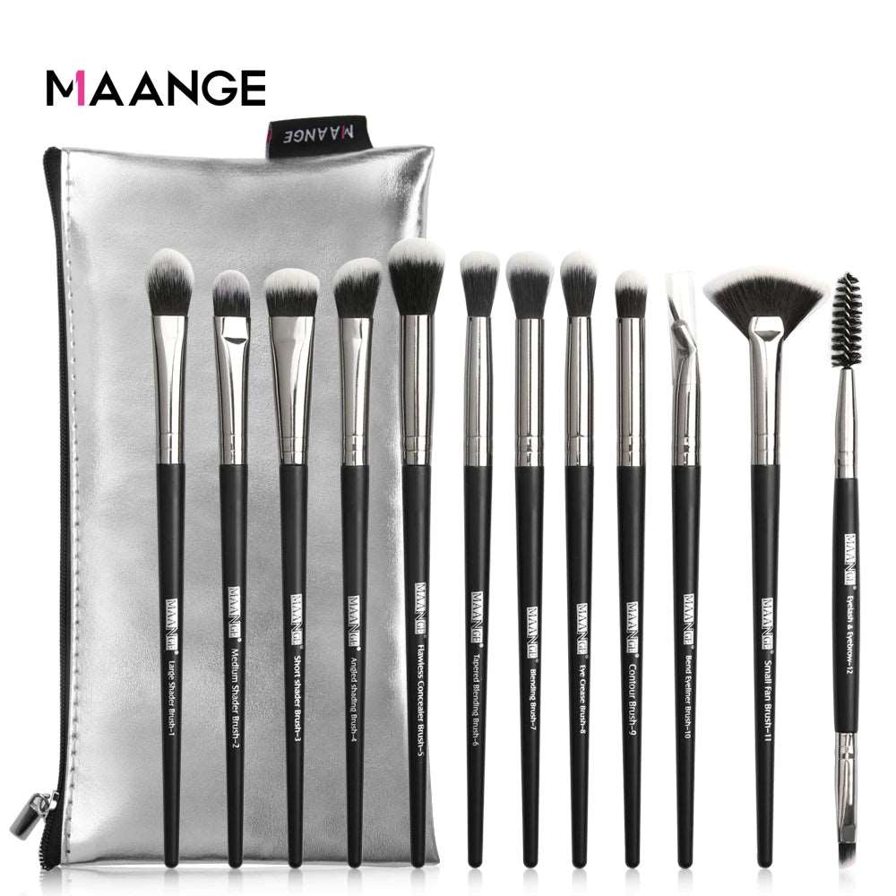 VAIRS beauty & care 12pcs gray with bag MAANGE 5/12Pcs Makeup Brushes Set Cosmetic Powder Eye Shadow Foundation Blush Blending Beauty Tool Make Up Brush Maquiagem