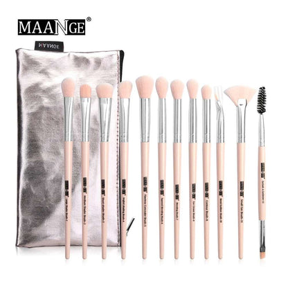 VAIRS beauty & care 12pcs pink with bag MAANGE 5/12Pcs Makeup Brushes Set Cosmetic Powder Eye Shadow Foundation Blush Blending Beauty Tool Make Up Brush Maquiagem