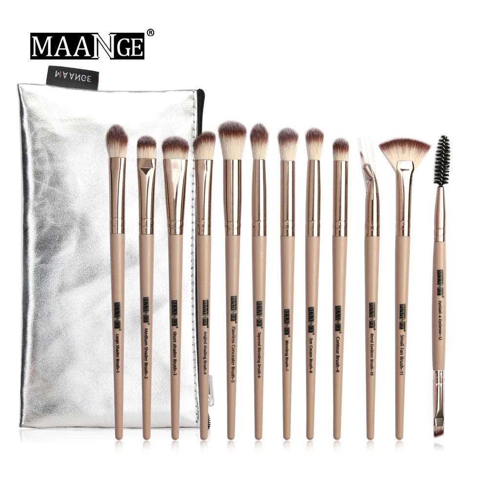 VAIRS beauty & care 12pcs skin with bag MAANGE 5/12Pcs Makeup Brushes Set Cosmetic Powder Eye Shadow Foundation Blush Blending Beauty Tool Make Up Brush Maquiagem