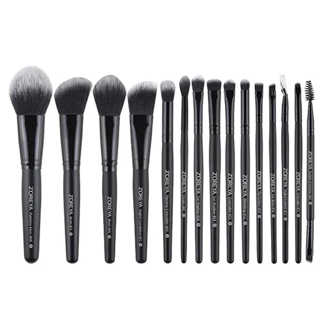 VAIRS beauty & care 15pcs ZOREYA 15 Pcs Luxury Balck Makeup Brushes Set Tools Professional Brushes Foundation Powder Eyeliner Eyeshadow Make up Brushes