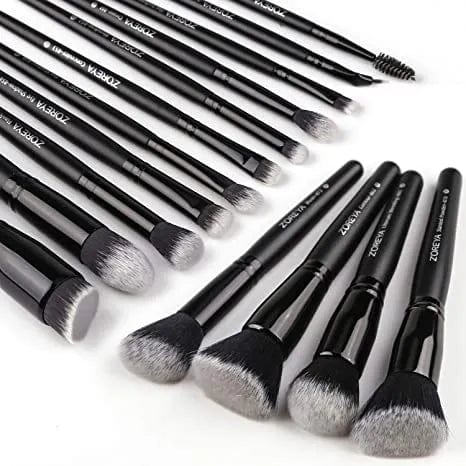 VAIRS beauty & care 15pcs ZOREYA 15 Pcs Luxury Balck Makeup Brushes Set Tools Professional Brushes Foundation Powder Eyeliner Eyeshadow Make up Brushes