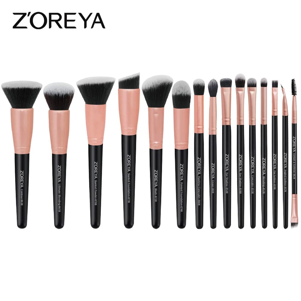 VAIRS beauty & care 15PCS ZOREYA Professional Luxury Makeup Brushes Set, 15Pcs Eyeshadow Foundation Contour Lip  Premium Synthetic Kabuki Brush