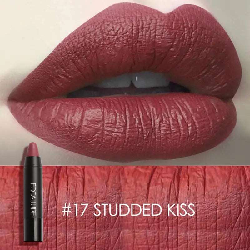 VAIRS beauty & care 17 STUDDED KISS FOCALLURE 31 Colors Matte Lipstick Long Lasting Waterproof Sexy Lipbalm Non-Stick Lip Tint Lip Pencil Makeup Cosmetics for Women