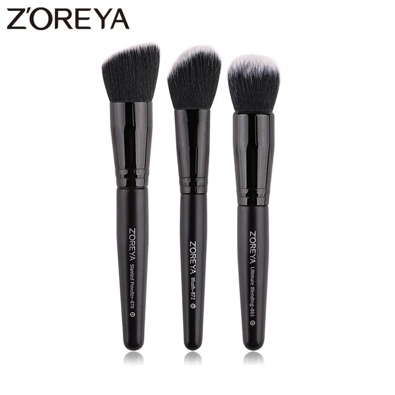 VAIRS beauty & care 3Pcs Black Brushes ZOREYA Black Makeup Brushes Set Eye Face Cosmetic Foundation Powder Blush Eyeshadow Kabuki Blending Make up Brush Beauty Tool