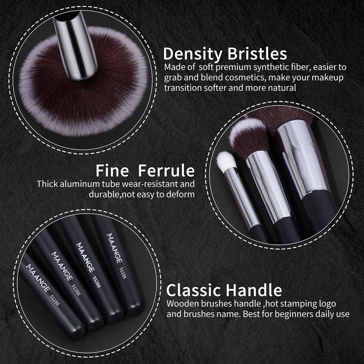 VAIRS beauty & care Black MAANGE 30PCs Professional Makeup Brushes Set Cosmetic Beauty Tools Foundation Eyeshadow Concealer Blend Brushes Fluffy Bristle Powder