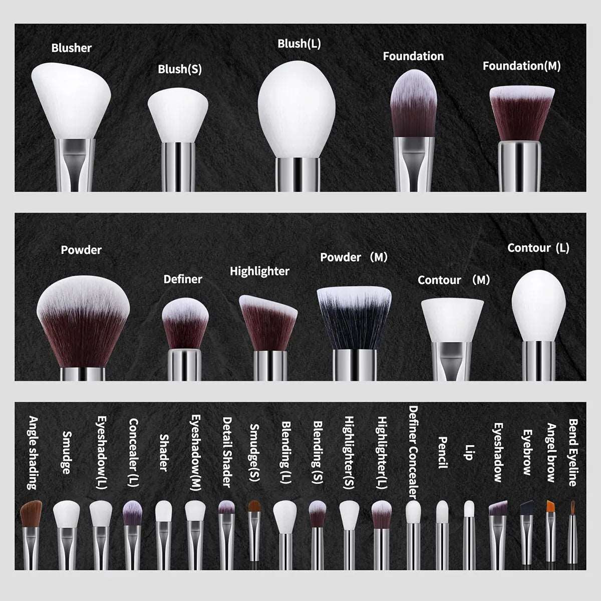 VAIRS beauty & care Black MAANGE 30PCs Professional Makeup Brushes Set Cosmetic Beauty Tools Foundation Eyeshadow Concealer Blend Brushes Fluffy Bristle Powder