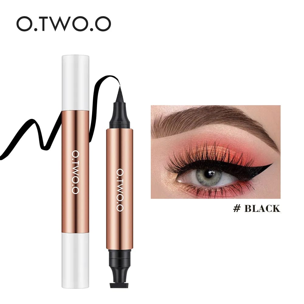 VAIRS beauty & care Black / Russian Federation O.TWO.O Eyeliner Stamp Black Liquid Eyeliner Pen Waterproof Fast Dry Double-ended Eye Liner Pencil Make-up for Women Cosmetics