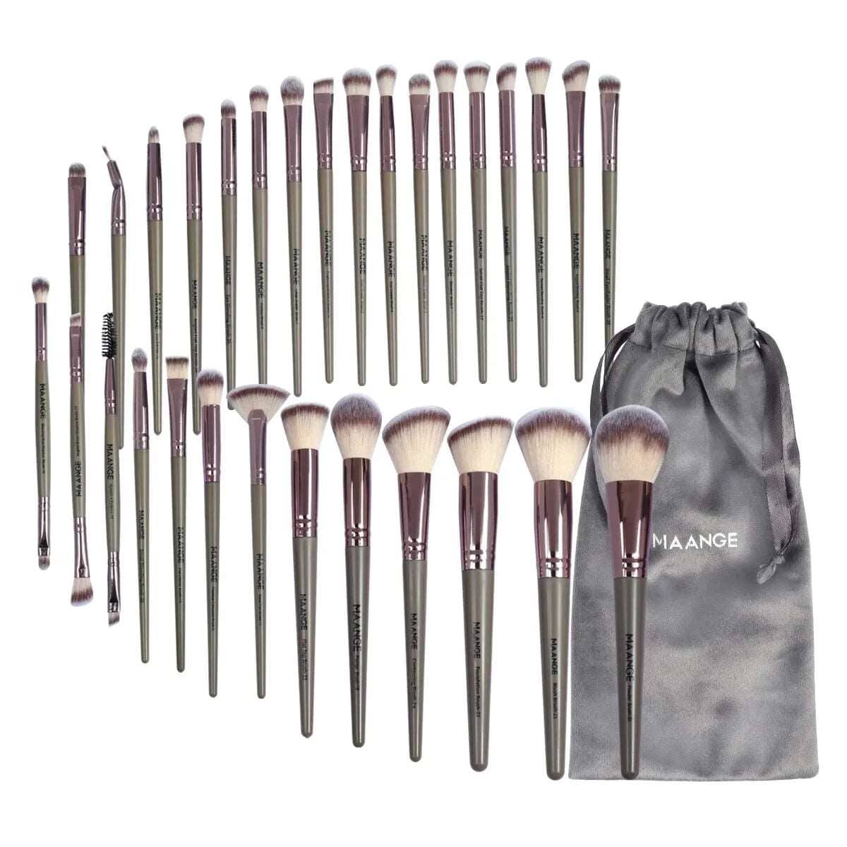 VAIRS beauty & care Champagne Gold MAANGE 30pcs Professional Makeup Brush Set Foundation Concealers Eye Shadows Powder Blush Blending Brushes Beauty Tools with Bag