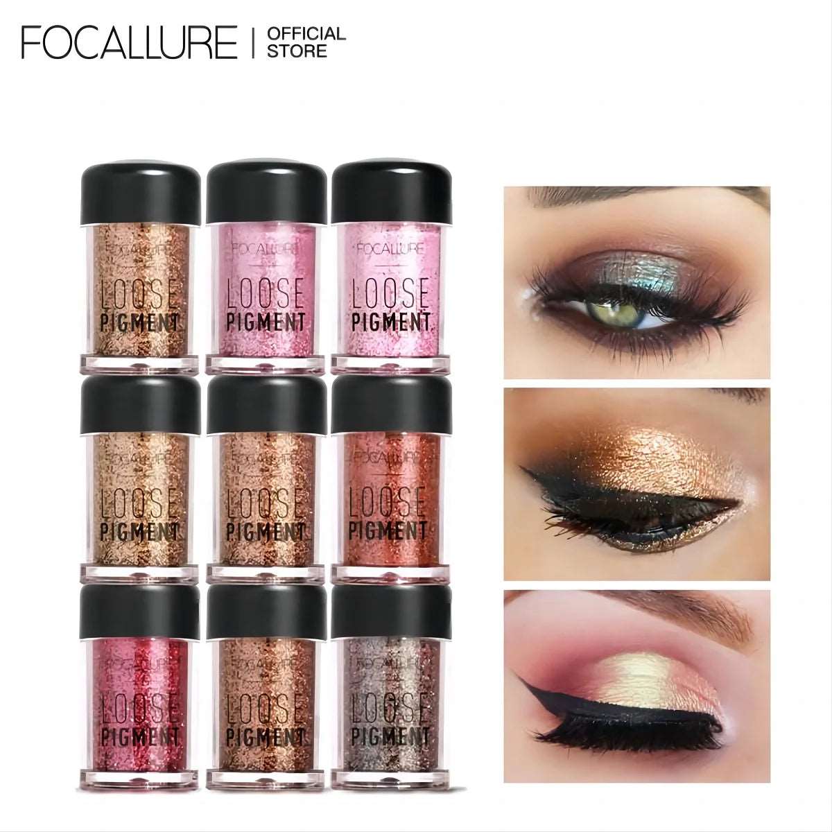 VAIRS beauty & care FOCALLURE 18 Colors Glitter Liquid EyeShadow Shimmer Shine Diamond Brighten Pigment Eye Shadow Powder Makeup Cosmetics for Women