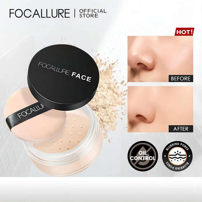 VAIRS beauty & care FOCALLURE 9 Colors Oil-control Loose Powder Waterproof Long-lasting Full Coverage Face Compact Setting Powder Makeup Cosmetics