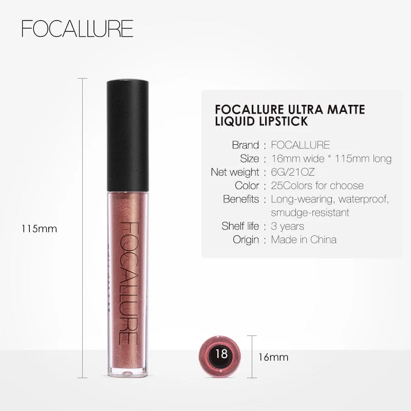 VAIRS beauty & care FOCALLURE Matte Velvet Lip Gloss Long Lasting Waterproof Nude Non-Stick Cup Liquid Lipstick Women Lips Makeup Cosmetics