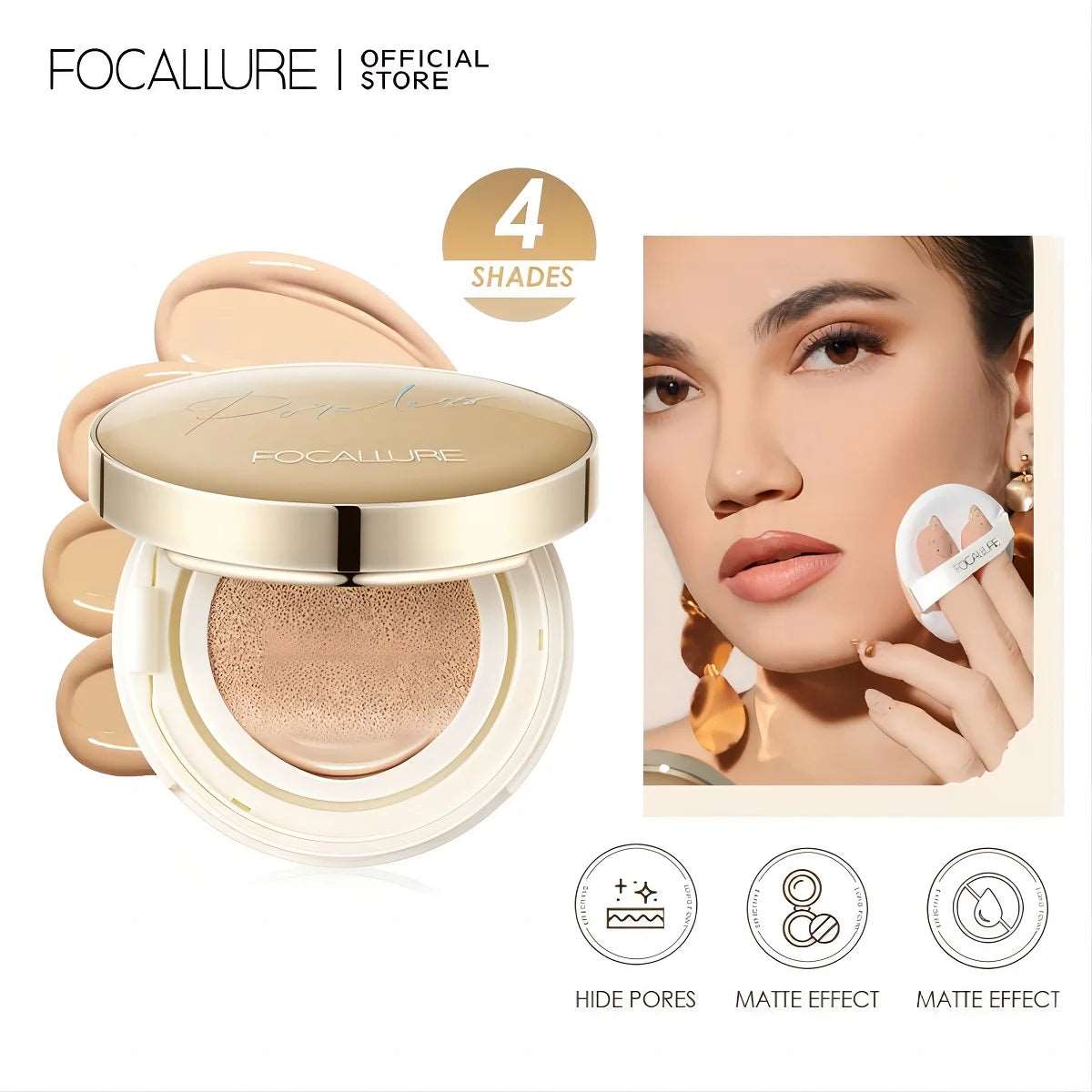 VAIRS beauty & care FOCALLURE Waterproof Matte Air Cushion Poreless BB＆CC Cream High Coverage Oil-control Soft Face Makeup Foundation Base Cosmetics