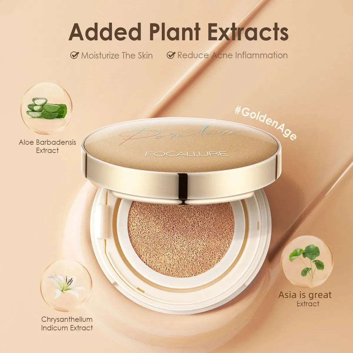 VAIRS beauty & care FOCALLURE Waterproof Matte Air Cushion Poreless BB＆CC Cream High Coverage Oil-control Soft Face Makeup Foundation Base Cosmetics