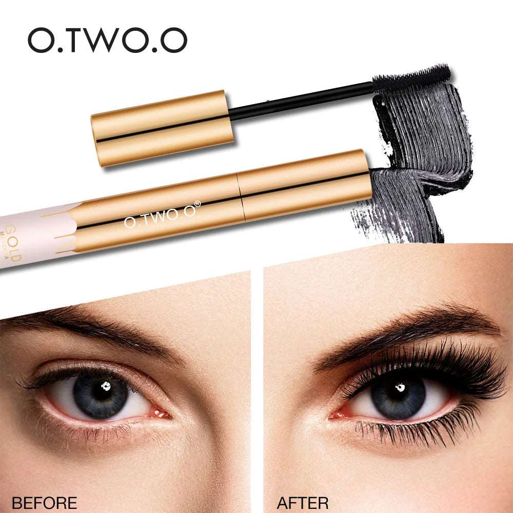 VAIRS beauty & care Macara9981 O.TWO.O 3D Mascara Lengthening Black Lash Eyelash Extension Eye Lashes Brush Beauty Makeup Long-wearing Gold Color Mascara